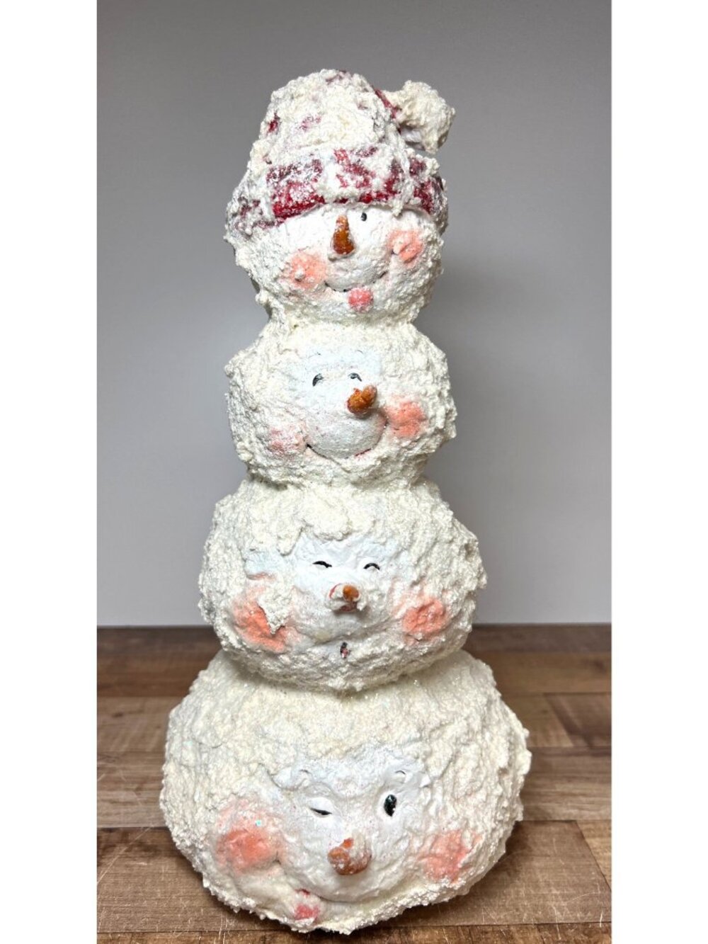 Snowman Family Glittery Stacked Christmas Decoration 12.5" Tall